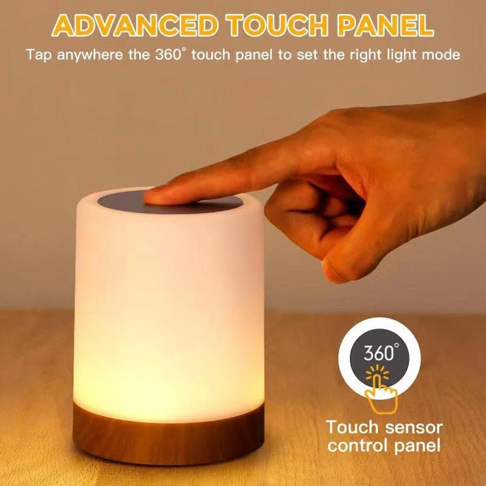 Tocca La Luce Notturna Lampada Da Tavolo Camera Da Letto Luce Colorata Ambientale Cambia Colore Ricarica USB Dimmerabile