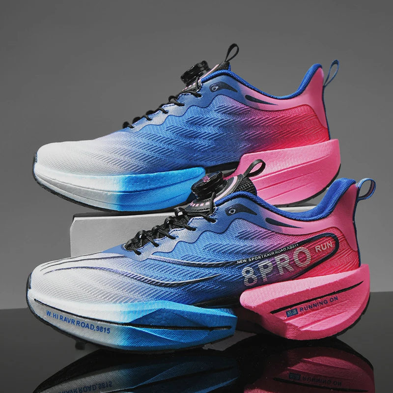 Scarpe sportive da uomo Scarpe da corsa da maratona con piastra in carbonio con palmo pieno Scarpe da tennis da coppia leggere e traspiranti in mesh Scarpe da allenamento