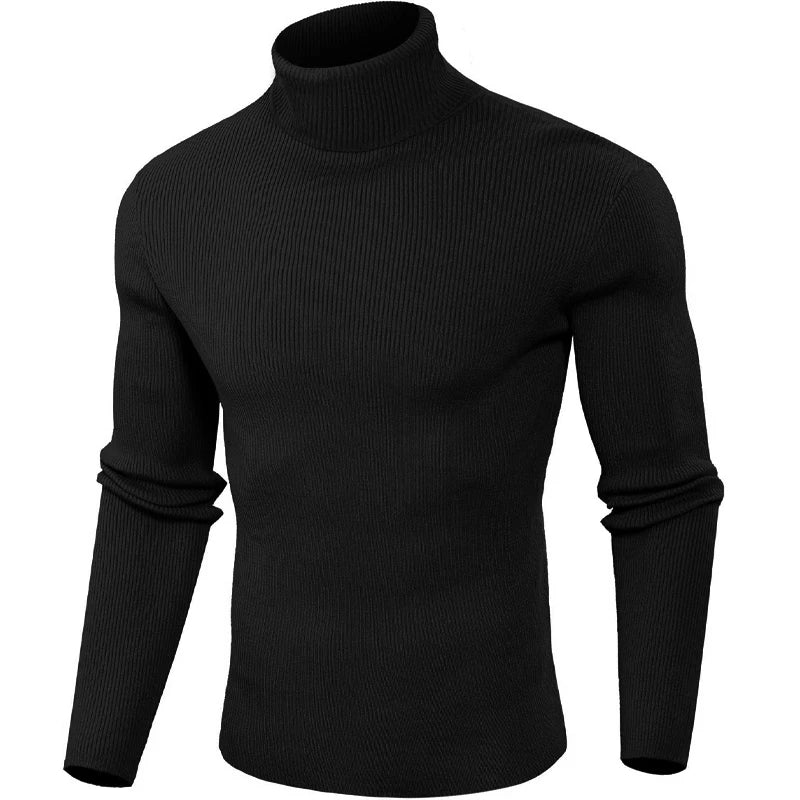 Dolcevita Di Lana Rigata Da Uomo Caldo Pullover In Maglia Casual Senza Cappuccio