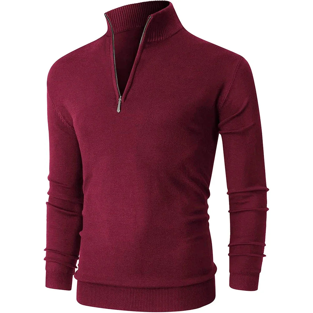Dolcevita Uomo Con Mezza Cerniera Caldo Inverno Streetwear Collo Alto Versatile Ufficio Tempo Libero