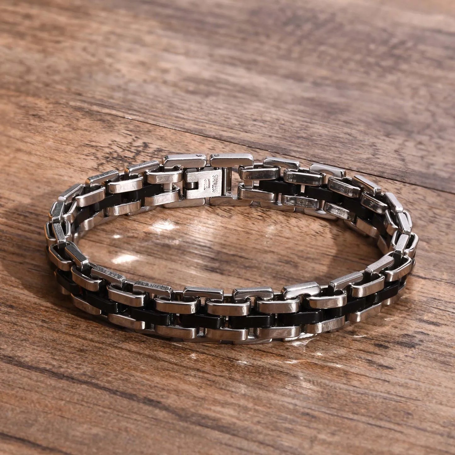 Braccialetto A Catena Con Cinturino Alla Moda In Acciaio Inossidabile Per Uomo 10 Mm Regalo Festa Del Papà