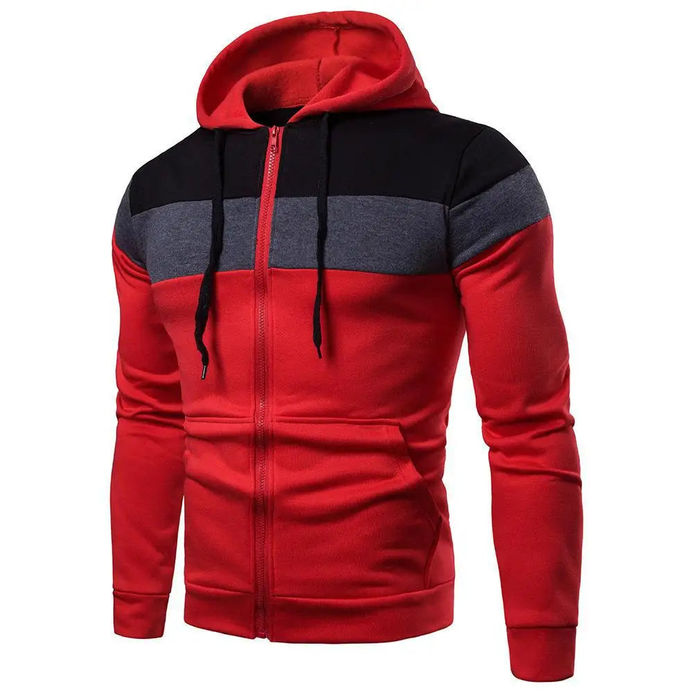 Felpa Con Cappuccio Color Block Zip Da Uomo Raglan Maniche Autunno Inverno Durevole Elegante Casual