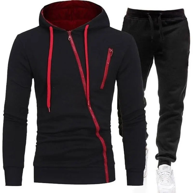 Tuta Sportiva da Uomo 2 Pezzi Felpa con Cappuccio Pantaloni Primavera Autunno Outfit Abbigliamento Sportivo Jogging