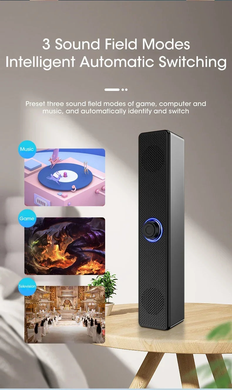 Soundbar Per PC E TV Bluetooth Cablato E Wireless USB Alimentato Per Laptop Gaming Home Theater Sistema Audio Surround