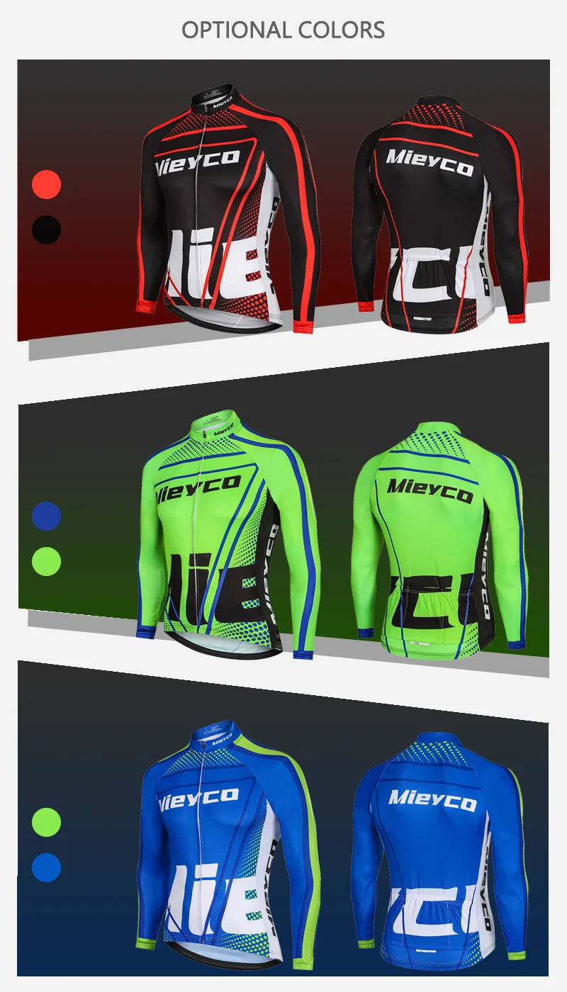 MIEYCOM Abbigliamento Ciclismo Uomo Maniche Lunghe Giacca Traspirante Protezione Solare MTB Corsa Primavera Autunno