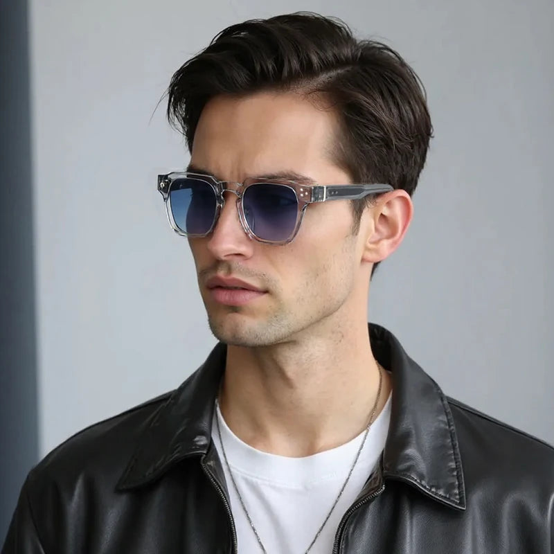 Occhiali Da Sole Quadrati Classici Unisex Da Uomo E Da Donna Di Lusso Con Inserto Centrale Temple Gradiente UV400