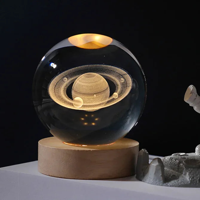 Luci Notturne Con Sfera Di Cristallo Lunare 3D Galassia Astronauta Illuminazione Laser Intaglio Regalo Di Compleanno