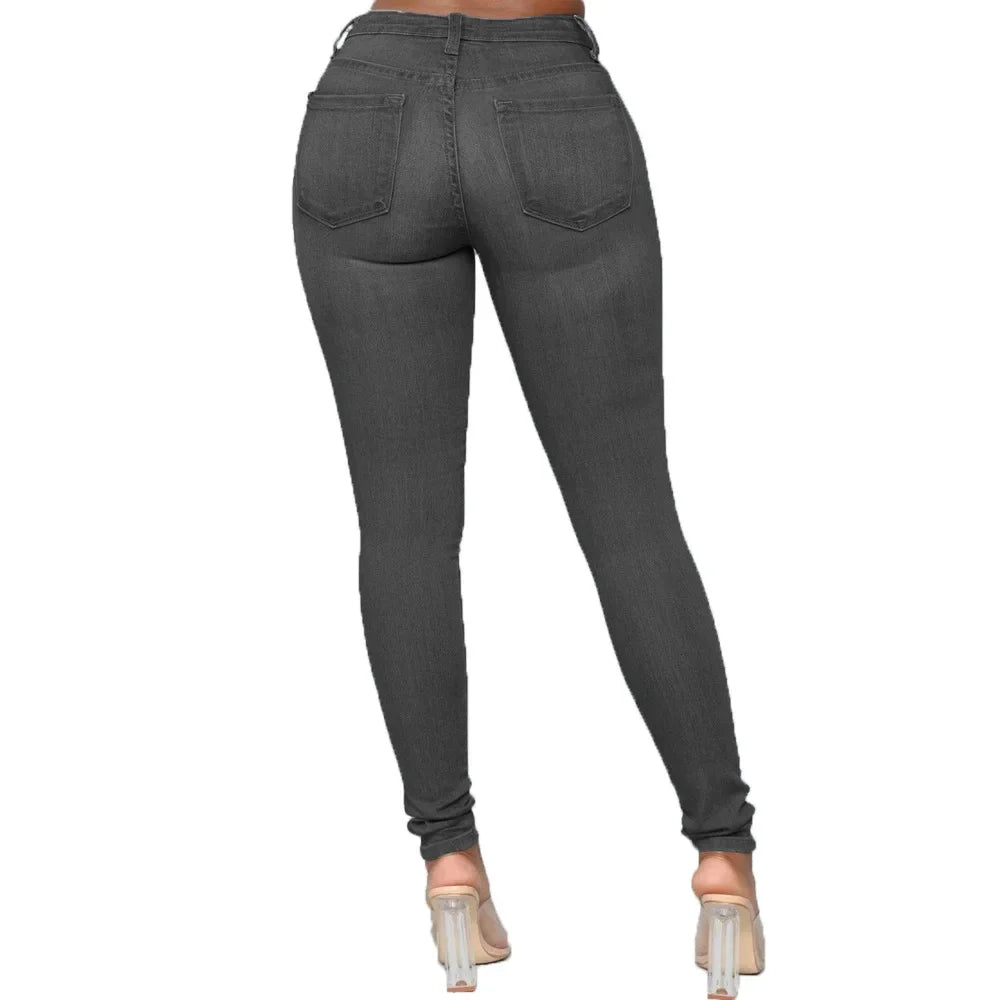 Jeans Da Donna Sexy In Denim A Matita Con Sollevamento Del Sedere Tasche Pulsante Taglia Grande Lunghezza Variabile