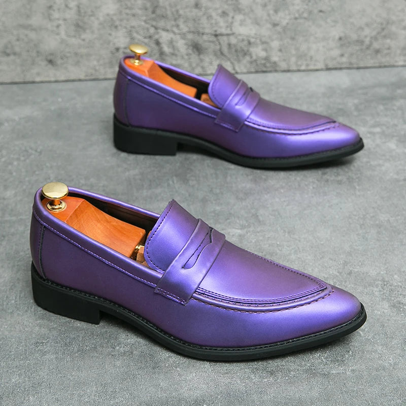 Scarpe Da Uomo In Pelle Oxford Verdi E Viola Scarpe Da Lavoro Classiche Mocassini Casual Eleganti