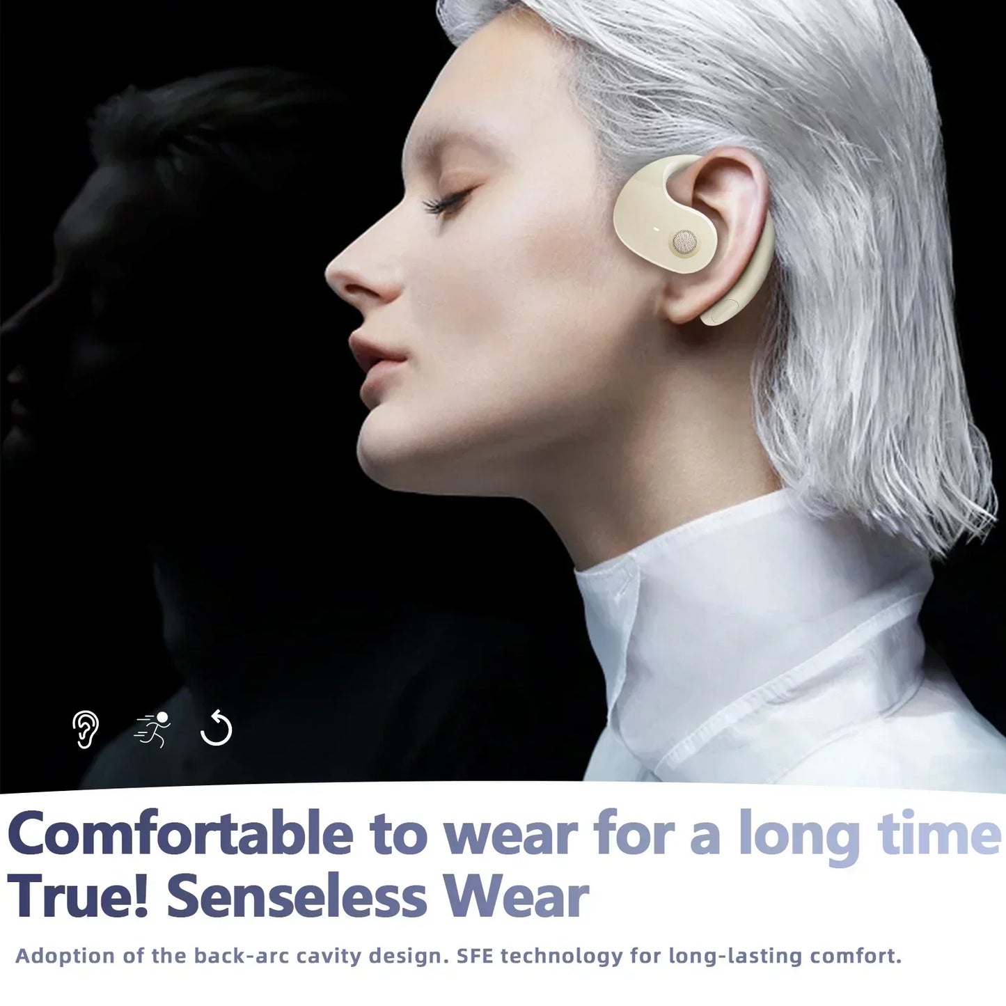 Cuffie Bluetooth Wireless TWS Con Gancio Per Orecchio Cancellazione Del Rumore Auricolari Stereo Bluetooth 5.3 Gaming