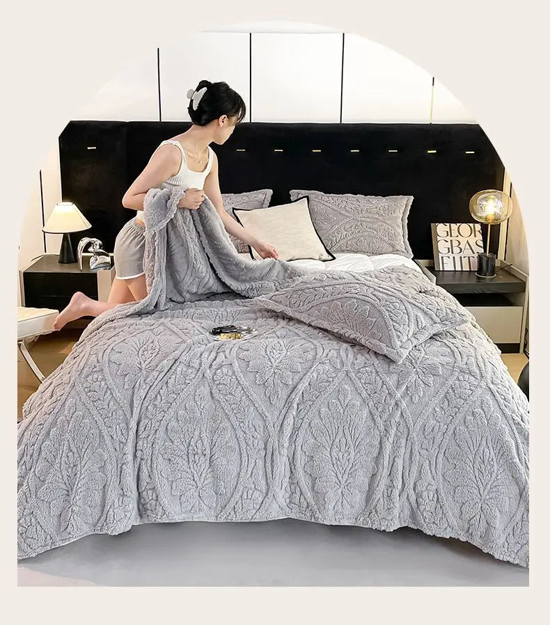 Coperta Stampata Floreale 3D In Stile Europeo Pile Di Corallo Spesso Per Inverno Calda Trapunta Facile Da Mantenere