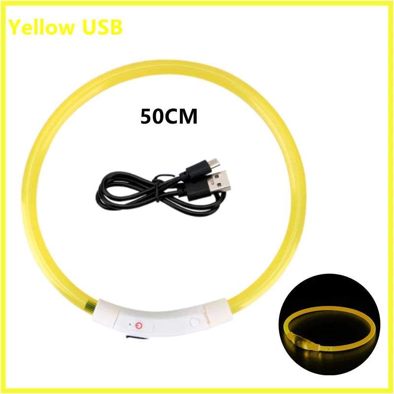 Collare Luminoso USB Ricaricabile Con Led Regolabile Cani Di Piccola Taglia E Gatti Luce Notturna Sicurezza Animali