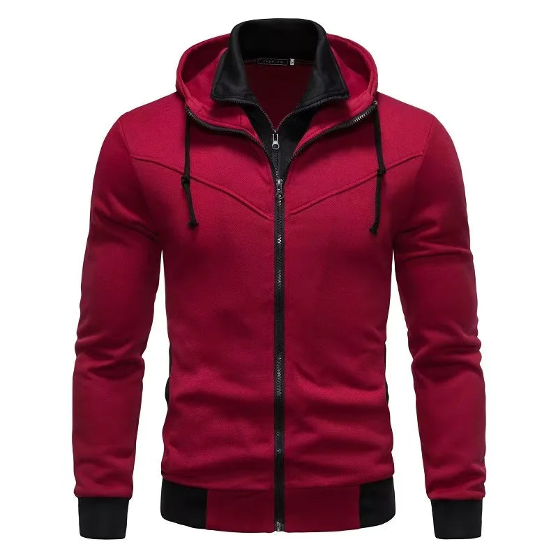 Cardigan Con Cappuccio Da Uomo A Contrasto Con Cerniera Per Autunno Inverno 2025 Moda Casual Sportivo
