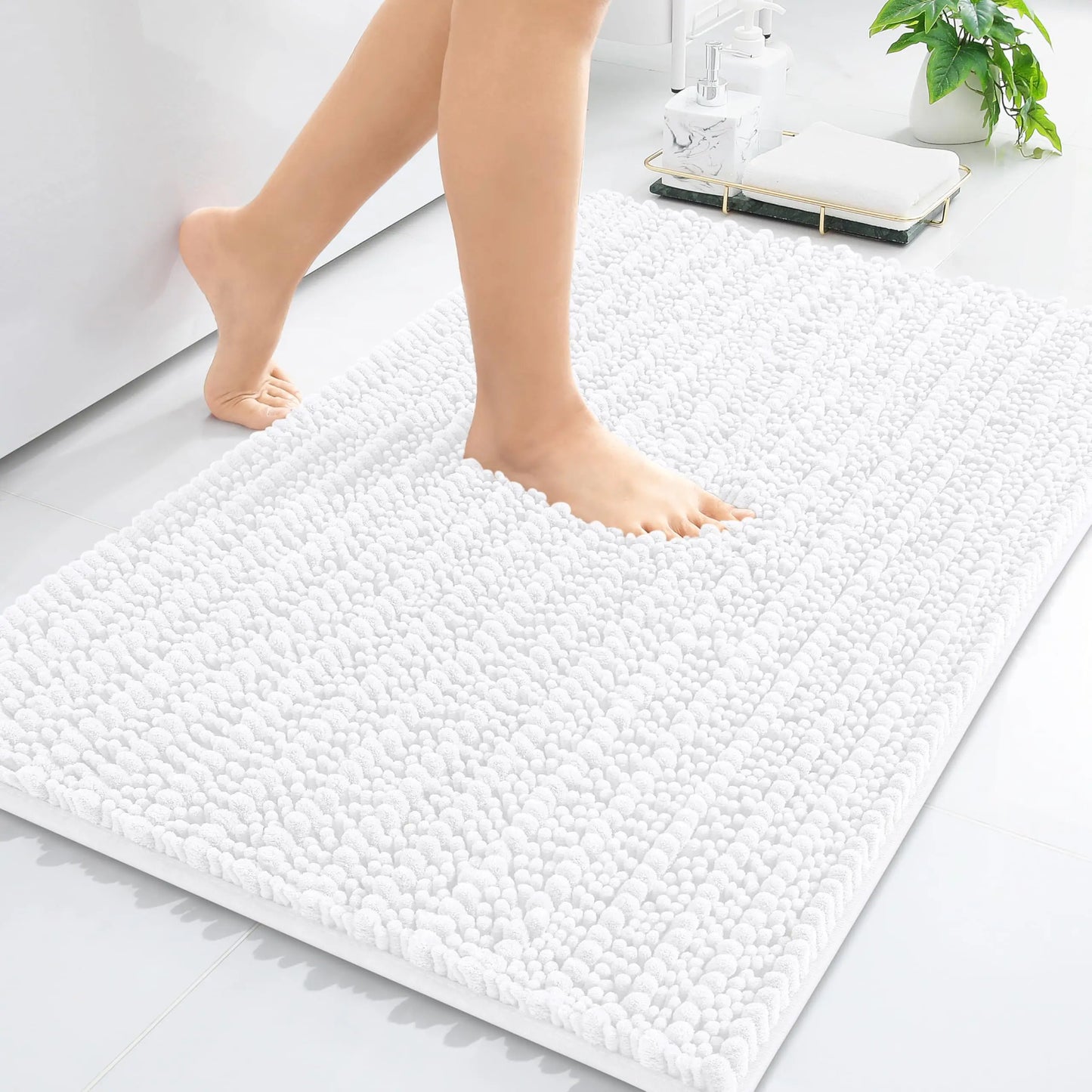 Kitinjoy Tappetino Da Bagno Lusso Assorbente Morbido E Spesso In Peluche Antiscivolo Grande Per Doccia
