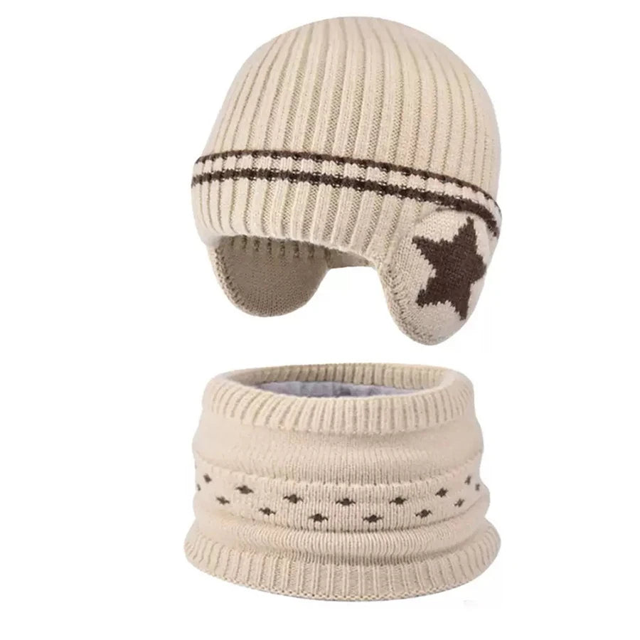 Set Cappello E Sciarpa Per Bambini 3 12 Anni Due Pezzi Inverno Autunno Antivento Con Protezione Orecchie Stile Lei Feng