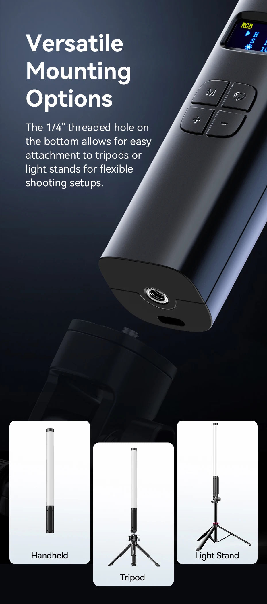 Ulanzi VL119 10W RGB Bacchetta Luminosa Palmare per Fotografia e Video 2500K 9000K Bicolore Vlog Live Streaming