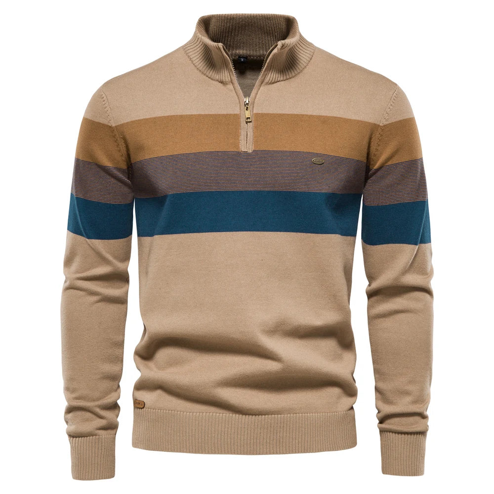 Maglione Uomo Cotone AIOPESON Zip Quarti Collo Lupetto Morbido Elasticizzato Inverno Per Uomo Stiloso
