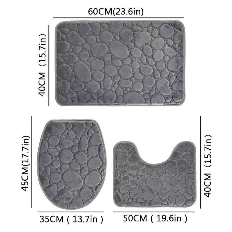 Set Da Tre Tappetini Da Bagno In Microfibra Antiscivolo Assorbenti In Tinta Unita Comodi E Morbidi