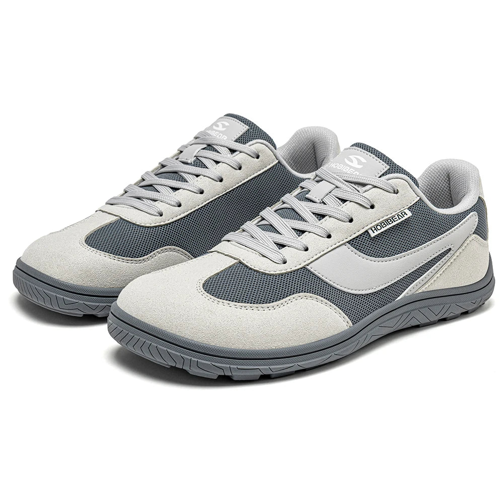 Hobibear Scarpe Larghe a Piedi Nudi Minimaliste Uomo Donna Zero Drop Sneakers Passeggio Retrò Rete Pelle Artificiale