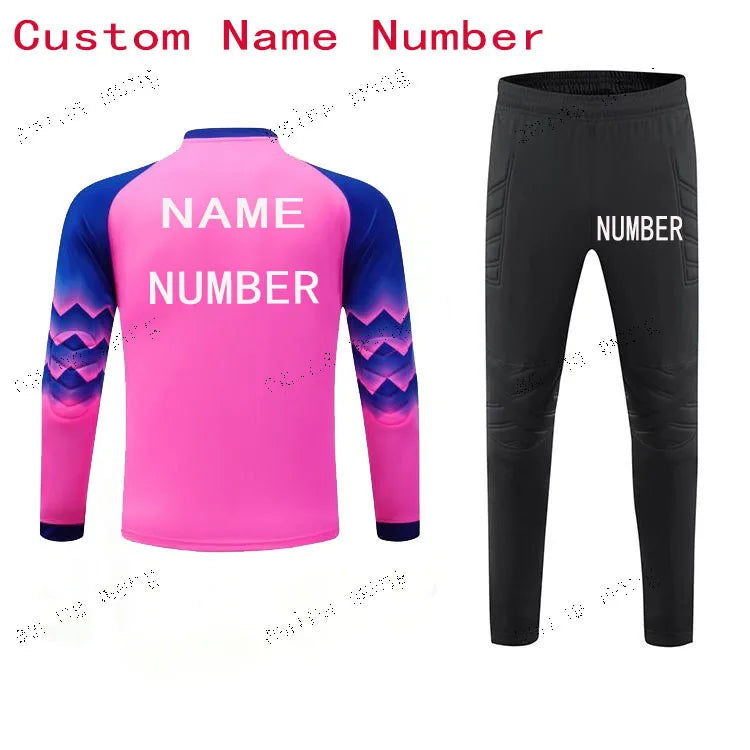 2023 uomo bambino portiere di calcio uniforme spugna protettiva manica lunga allenamento di calcio portiere top maglia da calcio pantaloni personalizzati
