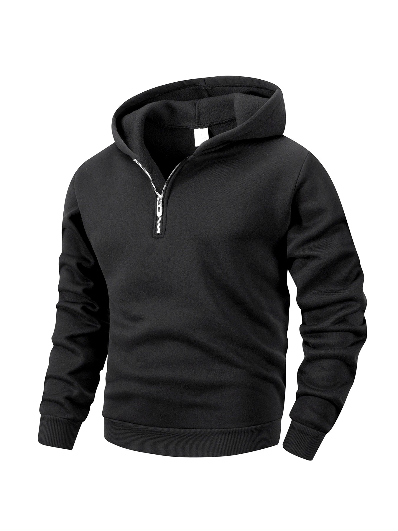 Felpa Con Cappuccio Da Uomo Casual Autunno Calda Solida Con Maniche Lunghe Mezza Cerniera Per Sport Aperto Quotidiano