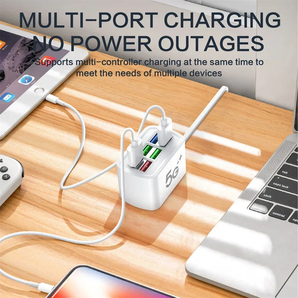 Caricatore USB Veloce 6 In 1 Stazione Ricarica Da Tavolo Con Cavo Da 1 M Hub USB Integrato Compatibile iPhone