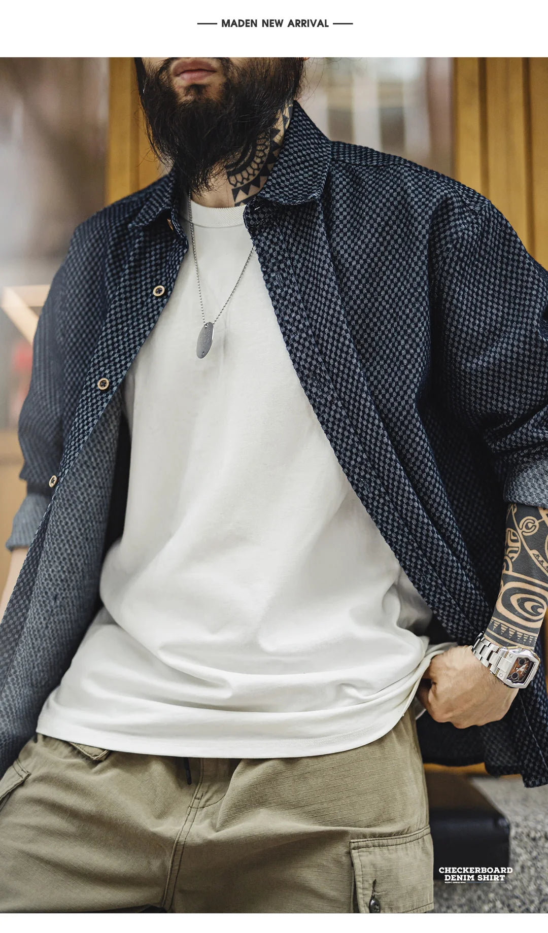 Camicia Jeans Quadri Retrò Da Uomo Con Maniche Lunghe E Giacca Monopetto Con Risvolto Ampio Versatile Primavera Autunno