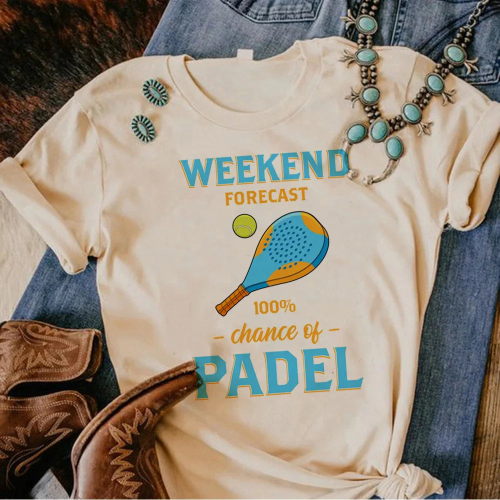 Padel T Shirt Donna Divertente Harajuku Vestiti Femminili Collo A O Poliestere Manica Corta