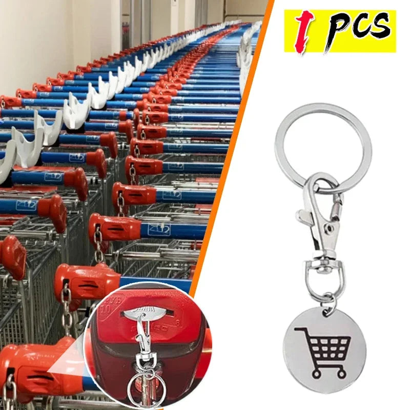 Portachiavi Gettoni Carrello Spesa In Metallo Mini Con Etichetta Monete Per Rimozione Carrello Supermercato Unisex Regali