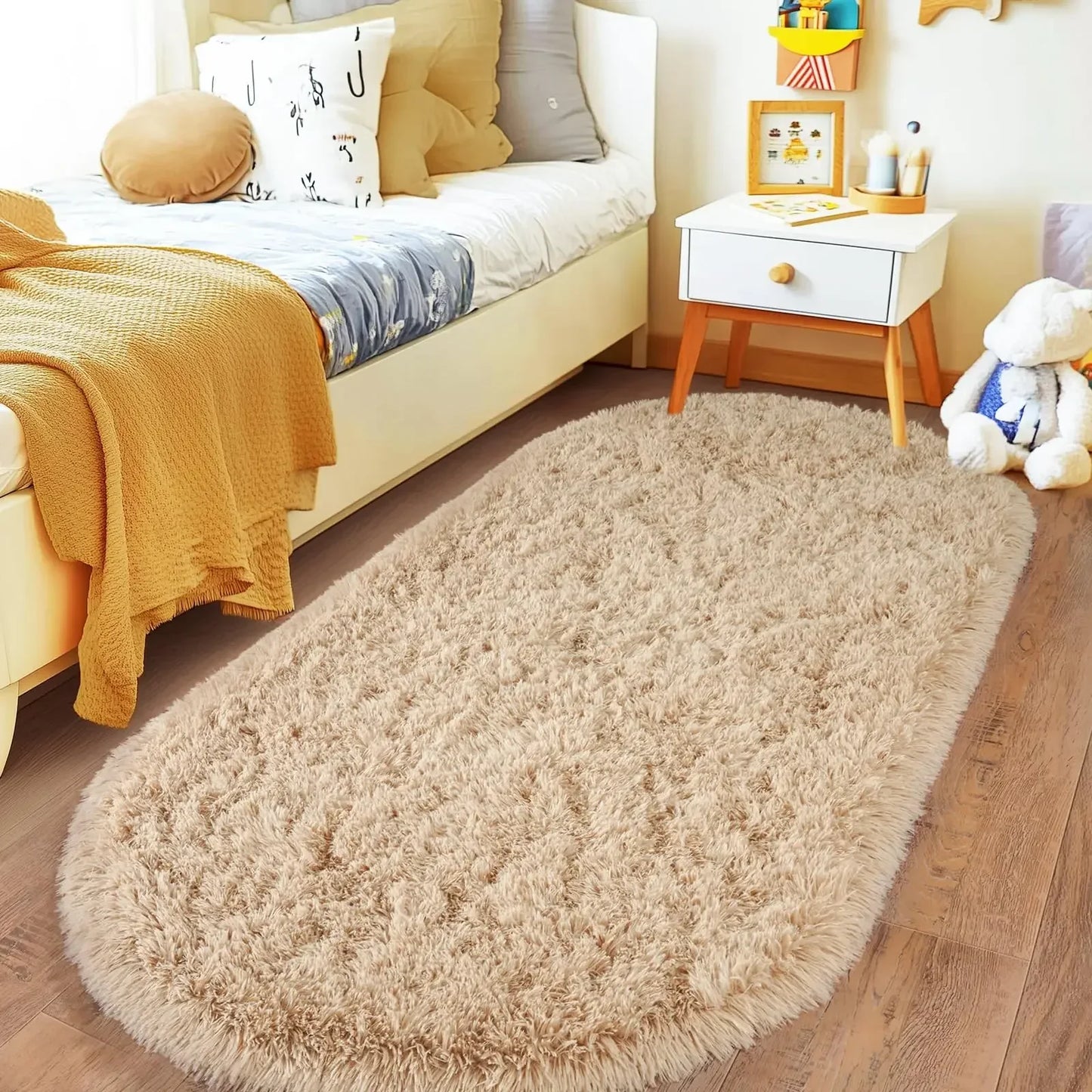 Tappeto Ovale Tinta Unita Vikama Morbido Antiscivolo Per Ingresso Corridoio Camera Da Letto Comodino Decorazione Casa
