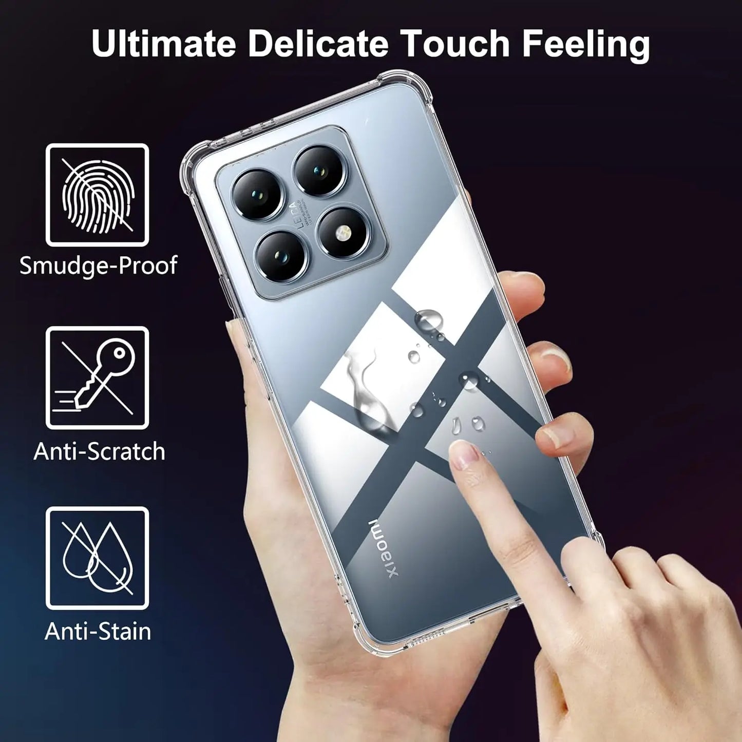 Custodia TPU Antiurto Trasparente A Quattro Cornici Per Xiaomi 14T Pro 14 13 Lite 13T Protezione Leggera