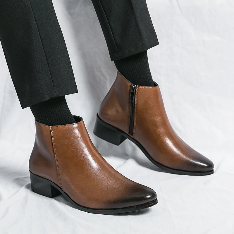 Stivaletti Chelsea Classici Da Uomo Neri In Pelle In Stile Britannico Con Zip Slip On Eleganti Alte