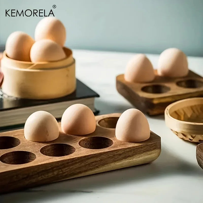 KEMORELA Scatola Portauova In Legno Multiscomparto Per Uova Fresche Perfetta Per Cucinare Al Forno