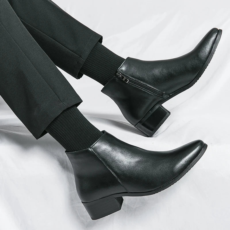 Stivaletti Chelsea Classici Da Uomo Neri In Pelle In Stile Britannico Con Zip Slip On Eleganti Alte