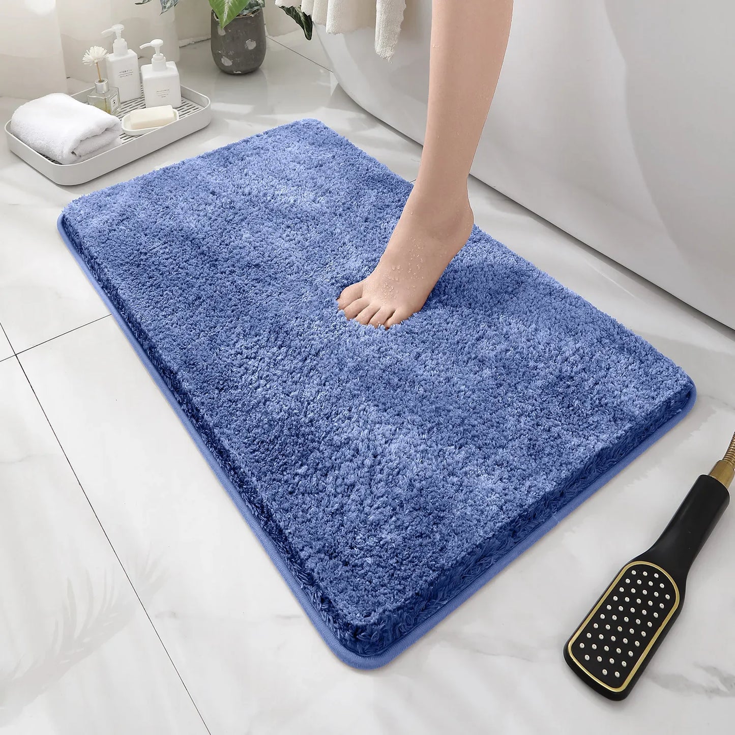 Tappetino Da Bagno Arrotondato E Ispessito Antiscivolo Peluche Assorbente Per Vasca E Per Porta D Ingresso