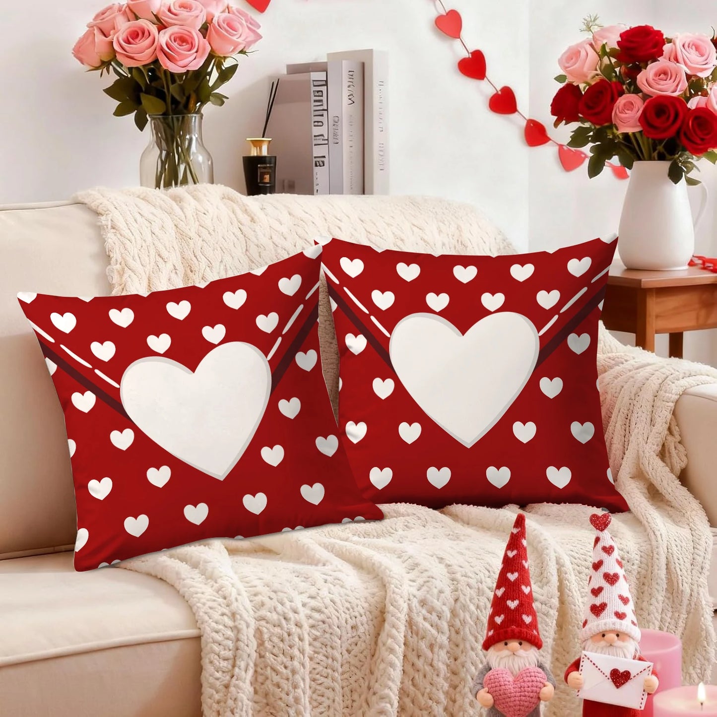 Due Fodere Per Cuscino San Valentino Con Busta D Amore Per Decorazione Divano E Anniversario Di Matrimonio