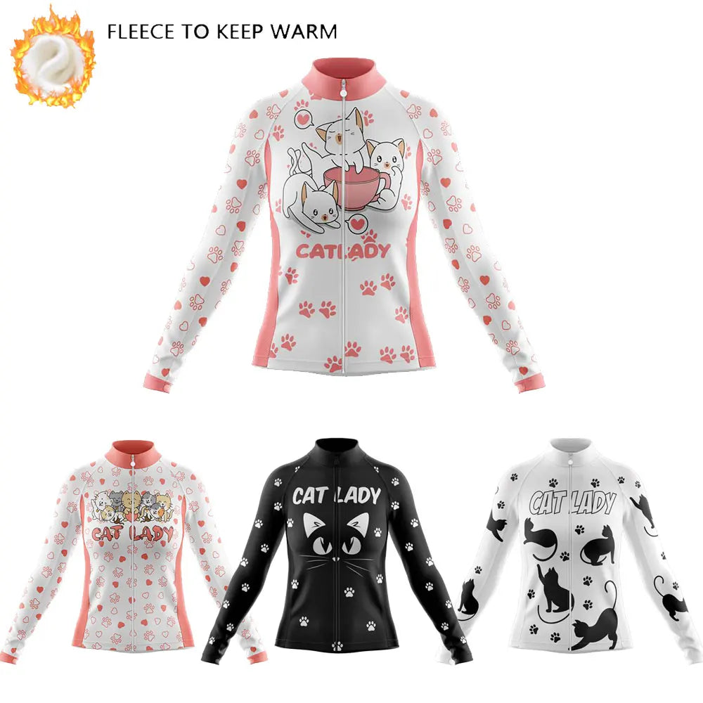 Maglia Ciclismo Invernale Donna In Pile Termico Rosa Tasche Manica Lunga Top Caldo Giacca Sportiva Per Bici Da Strada