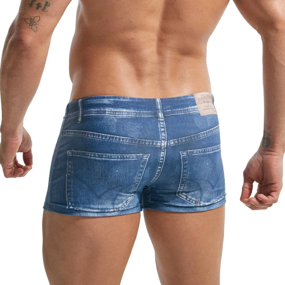 Pantaloncini Da Surf Senza Cuciture Uomo 2XL Denim Stampato Boxer Pantaloncini Da Bagno Traspiranti Sportivi