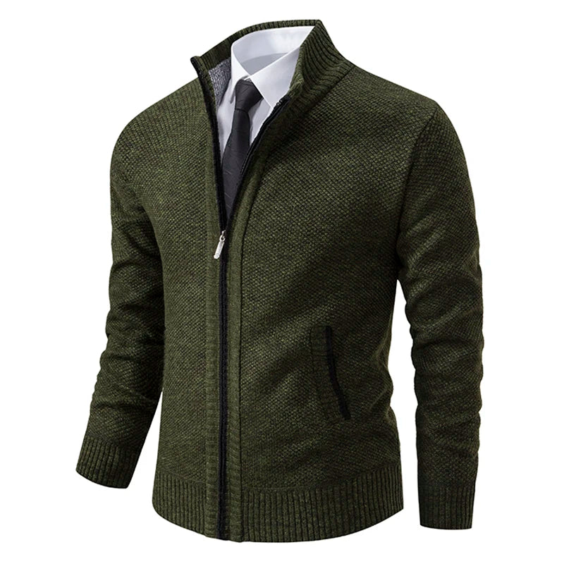 Cappotto Sportivo Casual Da Uomo In Jersey Autunno Inverno Con Colletto Alla Coreana E Cerniera Frontale In Pile