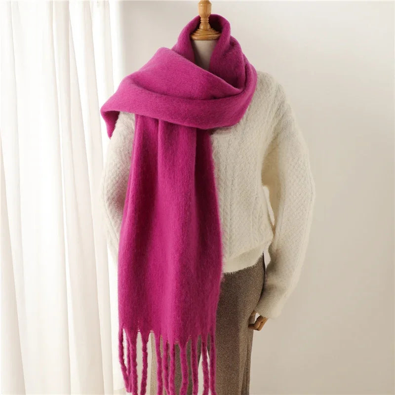 Sciarpa Invernale Per Donna Cashmere Caldo Pashmina Morbida Grande Scialle Con Nappa Poncho Lungo Echarpe