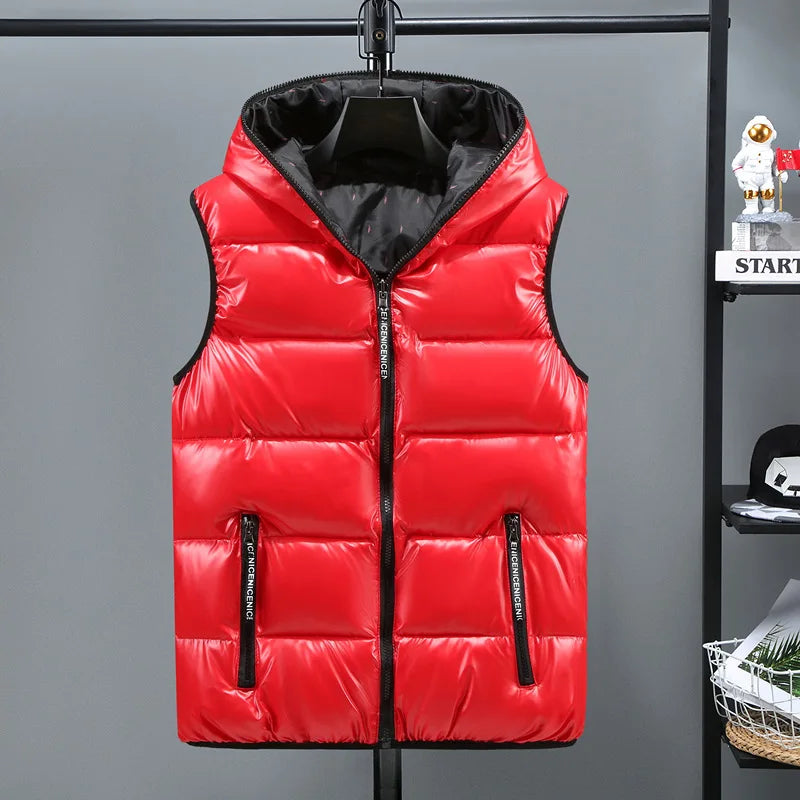 Gilet Imbottito Da Uomo Con Cappuccio Antivento In Cotone Caldo E Spesso Modello 2026 Invernale