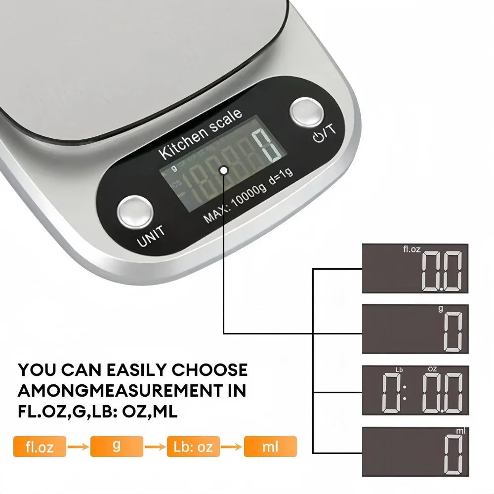 Bilancia Da Cucina Digitale 10 Kg Alta Precisione Con Display LCD Portatile Per Cibo Gioielli Cuochi Appassionati