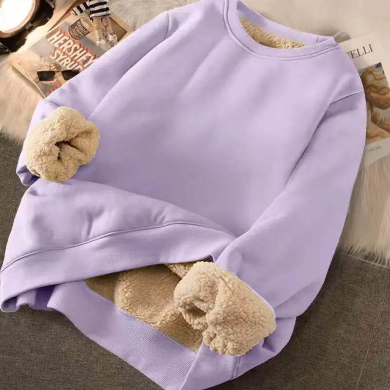 Felpa Da Donna Invernale Allentata Con Cappuccio Stampa Lettere In Peluche Spessa Caldo Foderata In Pile
