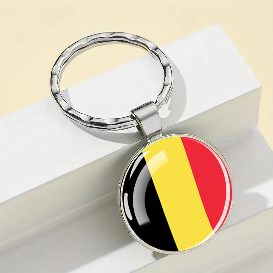 Portachiavi Bandiera Europea Albania Spagna Italia Francia Regno Unito Ciondolo Vetro Metallo Per Borsa Regalo Patrioti