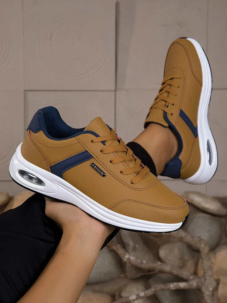 Scarpe Sportive Da Uomo Impermeabili In Pelle Casual Antiscivolo Da Passeggio E Tennis Con Aumento Di Altezza