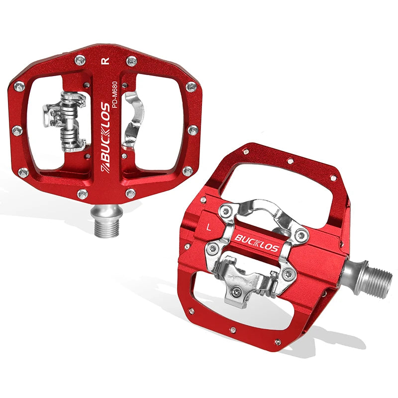 Bucklos Pedali MTB Piatto Piattaforma in Lega di Alluminio con Sistema SPD Integrato Compatibile Mountain Bike
