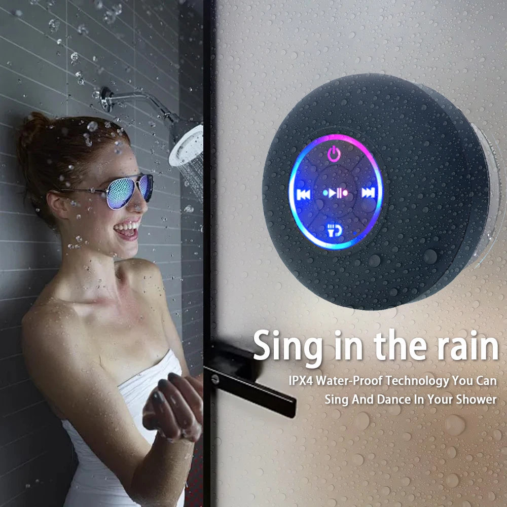 Altoparlante Bluetooth Portatile Impermeabile IPX4 Con LED Microfono E Ventosa Ideale Per Viaggi Outdoor E Bagno