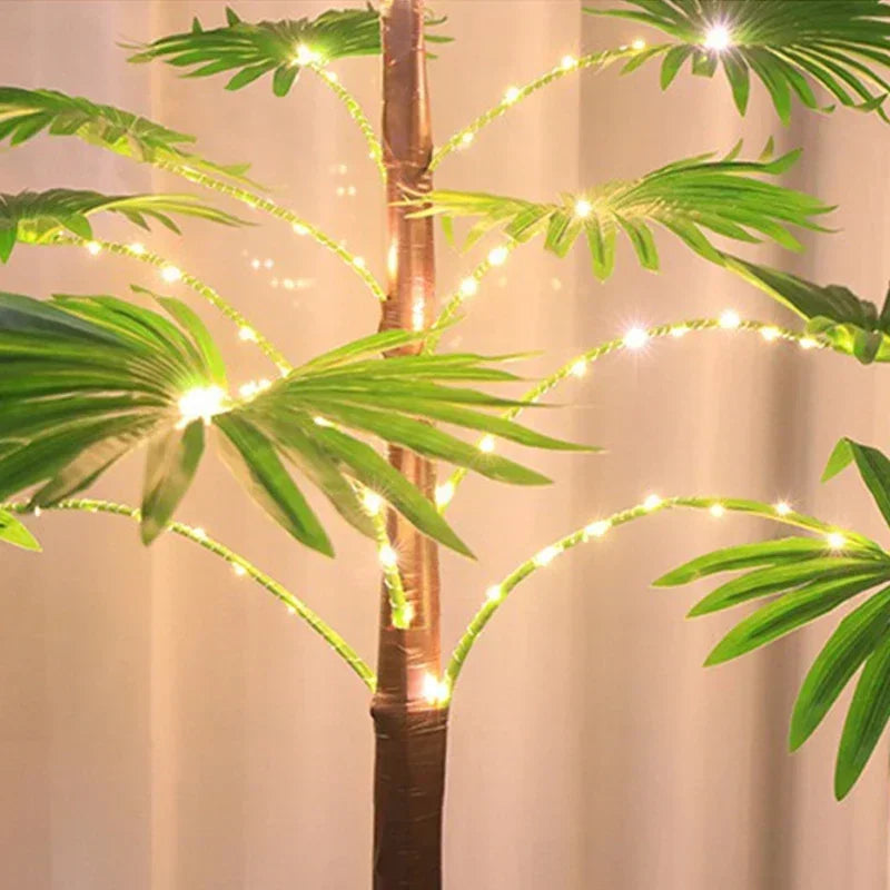 Lampada Da Tavolo LED Palma USB Pianta Artificiale 55 Cm Decorativa Luci Da Scrivania Per Casa E Letto