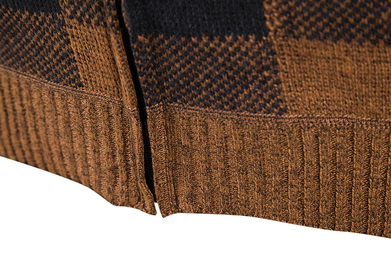 Nuovo Maglione Scozzese Invernale Da Uomo Cardigan Con Cappuccio Cerniera Giacca In Lana Calda Autunno In Pile Quadretti