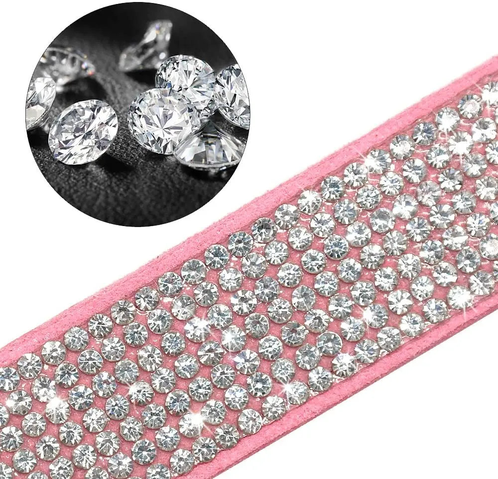 Guinzaglio Per Collare In Pelle Di Velluto Con Strass Bling E Decorazione Farfalla Accessori Di Moda